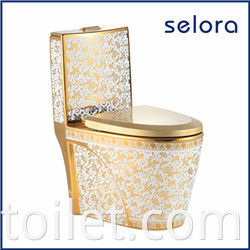 egg shape sanitaryware luxury two piece gold color toilet for sale